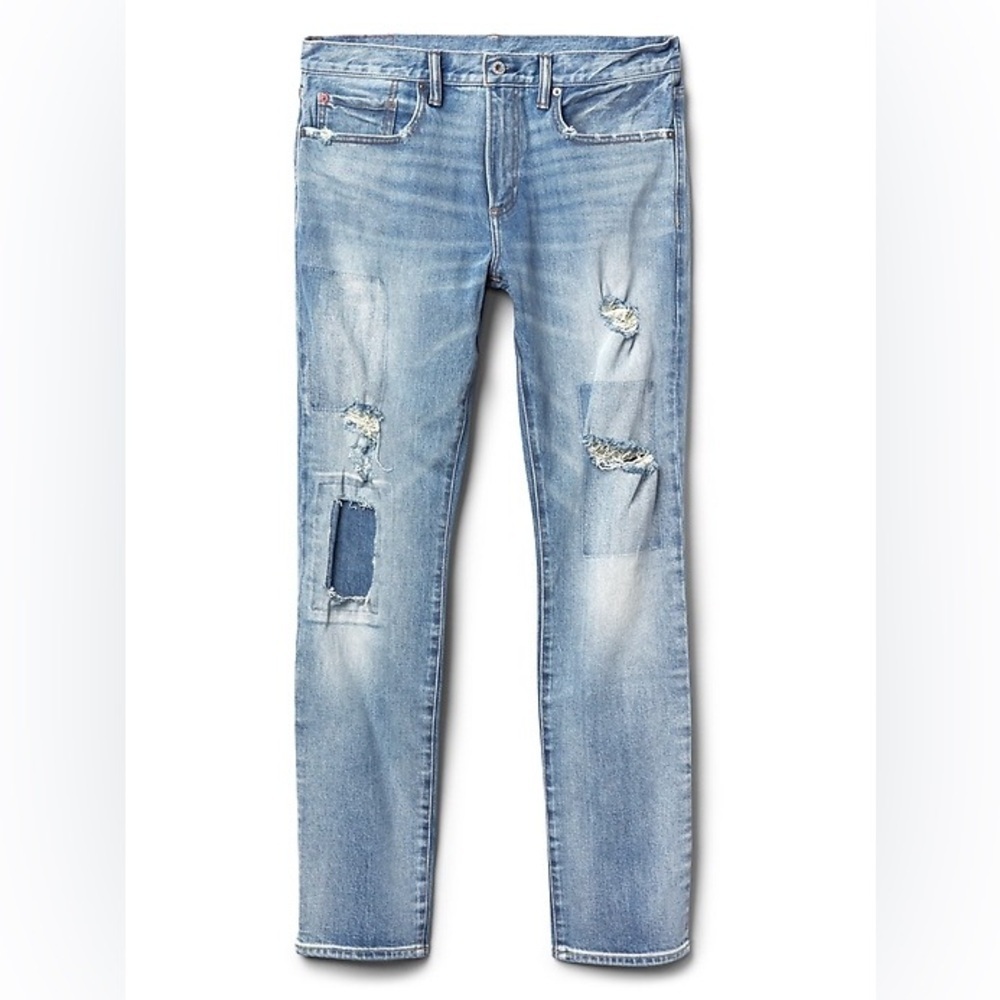GAP Women's Cone Denim Light Blue Distressed Everyday Skinny Jeans Size 32X32